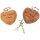 Oiled cherry wood heart key ring - Dont forget to smile
