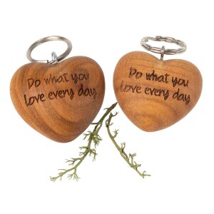Holz Herz Schlüsselanhänger aus Kirsche geölt - Do what you love everyday