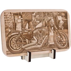 Photo Engraving on FSC® Alder Board 26 × 15 cm with stand