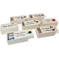 Wooden gift box with sliding lid - various sayings