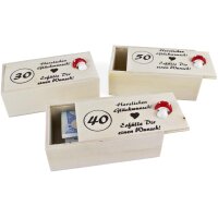 Wooden gift box with sliding lid - various sayings