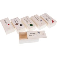 Wooden gift box with sliding lid - various sayings