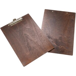 Wooden clipboard DIN A4 made of birch - Dark brown lacquered
