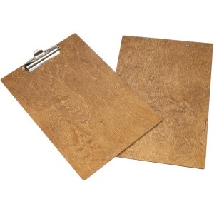 Holz Klemmbrett DIN A4 aus Birke - Hellbraun lackiert