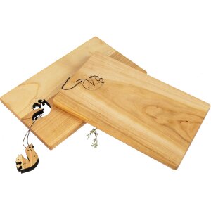 Schneidebrett - Kirsche geölt - 30 x 18 x 1,5 cm - Eichhörnchen an Lederband FSC®