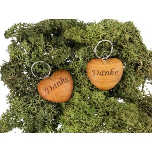 Wooden heart key ring made of oiled cherry - Thank you