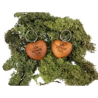 Wooden heart key ring made of oiled cherry - I miss you