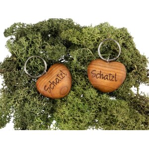 Holz Herz Schlüsselanhänger aus Kirsche geölt - Schatzl