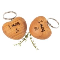 Oiled cherry wood heart key ring - I mog di