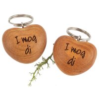 Oiled cherry wood heart key ring - I mog di