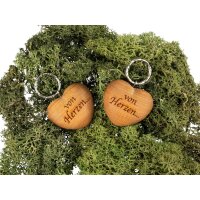 Wooden heart key ring made of oiled cherry - from the...