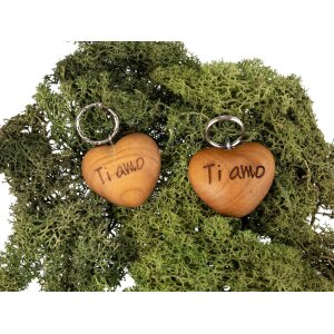 Holz Herz Schlüsselanhänger aus Kirsche geölt - Ti amo