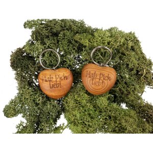 Wooden heart key ring made of oiled cherry - Love you!