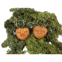 Wooden heart key ring made of oiled cherry - Love you!