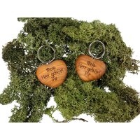 Wooden heart key ring made of oiled cherry - My heart...