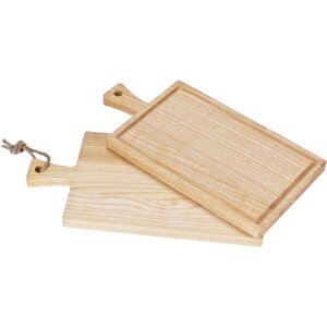 Cutting board with handle and groove made of FSC® core ash 40 x 20 x 2 cm oiled without cord