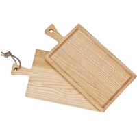Cutting board with handle and groove made of FSC® core ash 40 x 20 x 2 cm oiled without cord