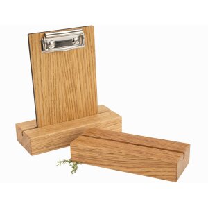 Holz Tischaufsteller für Klemmbretter - Eiche - Schlitz 5 mm