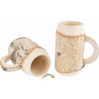 Wooden decorative beer mug rustic birch with bark 0.65...