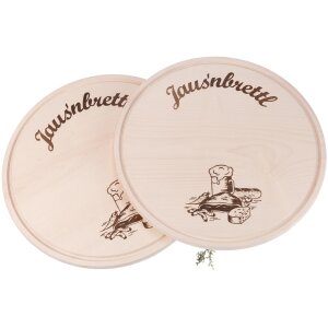 Rundes Ahornholz Schneidebrett mit "Jausenbrett" Branding | 35 cm