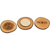 Glass Cover from Alder Wood oiled Slice with Bark – 9 - 11 x 1 cm