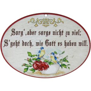 Wooden saying signs colorful printed 18 x 13 cm - Sorg, aber sorge nicht zu viel;