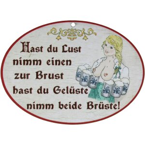 Wooden saying signs colorful printed 18 x 13 cm - If you feel like it take one breast if you have cravings take both breasts!