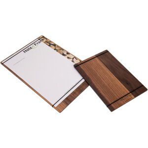 Wooden clipboard in oiled walnut with elastic bands