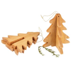 3D-Weihnachtsschmuck - Erle - geölt - mit Band - Tannenbaum