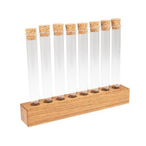 Geöltes Eichenholz Gewürzregal mit 8 Reagenzglasbehältern - 30cm