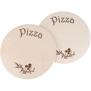 Round Maple Cutting Board FSC® with Pizza Branding – 35 cm oiled
