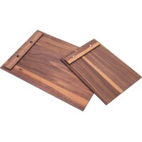 Klemmbrett mit Holzklemme aus Nussbaum Holz geölt DIN A4 Schraubenfarbe Gold