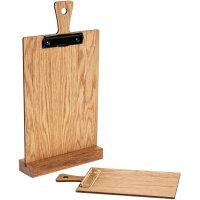 Klemmbrett aus FSC® Eichenholz geölt für Speisekarten mit Griff DIN A4 Briefklemme Silber