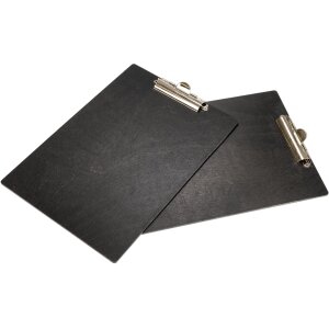 Holz Klemmbrett DIN A4 aus Birke - Schwarz lackiert