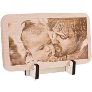 Fotogravur Laser auf FSC® Erle Brett mit Bild 22,5x12,5 cm