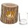 Wooden lantern with bark and backlit motif - atmospheric chandelier church