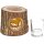 Wooden lantern with bark and backlit motif - mood chandelier deer