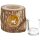 Wooden lantern with bark and backlit motif - mood chandelier deer in a birch forest