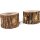 Rustic wooden lantern with bark and 3 backlit motifs - squirrel - owl - butterfly