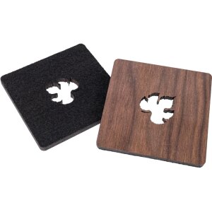 Walnut coaster with felt back and cut-out vine leaf