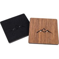Walnut coaster with felt back and cut-out mountains