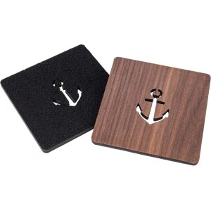 Walnut coaster with felt back and cut-out anchor