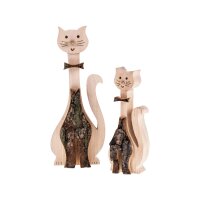 Handgefertigte Deko Katze aus Erle mit natürlicher...