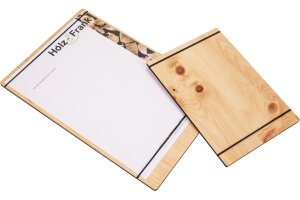 Holz Klemmbrett aus Zirbe geölt mit Gummibändern