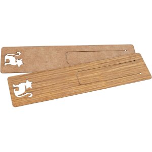 Holz Lesezeichen aus Eiche geölt 150 x 35 x 0,7 mm - Katze