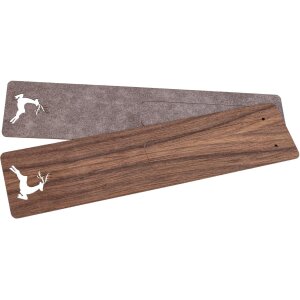 Holz Lesezeichen 150 x 35 x 0,7 mm aus Nussbaum geölt - Motiv: springender Hirsch