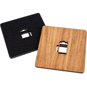 FSC®-certified oak coaster with felt back and cut-out beer mug