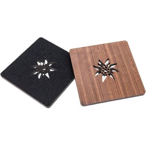 Walnut coaster with felt back and edelweiss cut-out