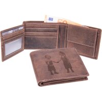 Personalisierter dunkelbrauner Leder Geldbeutel mit Fotogravur