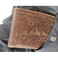 Personalisierter dunkelbrauner Leder Geldbeutel mit Fotogravur